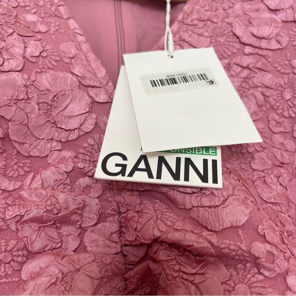 NWT GANNI Pink Jacquard Mini Dress Size 40 - Picture 4 of 5
